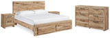Hyanna Tan Brown King Panel Storage Bedroom Set with Dresser and 2 Nightstands (Online Special Price) - Ornate Home