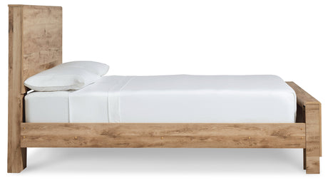 Hyanna Tan Brown Queen Panel Bedroom Set with Dresser, Mirror and 1 Nightstand - Ornate Home