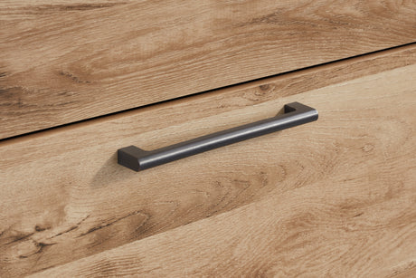 Hyanna Tan Brown Queen Panel Bedroom Set with Storage, Dresser, Mirror and Nightstand - Ornate Home