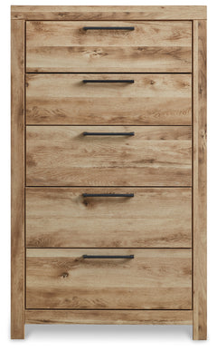 Hyanna Tan Brown Queen Panel Storage Bed, Dresser, Mirror, Chest and 2 Nightstands - Ornate Home