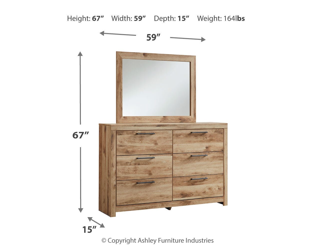 Hyanna Tan Brown Queen Panel Storage Bed, Dresser, Mirror and 2 Nightstands - Ornate Home