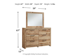 Hyanna Tan Brown Queen Panel Storage Bed, Dresser, Mirror and 2 Nightstands - Ornate Home