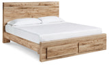 Hyanna Tan Brown Queen Panel Storage Bed, Dresser, Mirror and Nightstand (Online Special Price) - Ornate Home