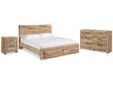 Hyanna Tan Brown Queen Panel Storage Bed, Dresser and Nightstand (Online Special Price) - Ornate Home