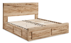 Hyanna Tan Brown Queen Panel Storage Bed w/ Side & Fb Storage, Dresser, Mirror, Chest and 2 Nightstands - Ornate Home