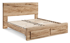 Hyanna Tan Brown Queen Panel Storage Bed w/ Fb Storage, Dresser, Mirror and 2 Nightstands - Ornate Home