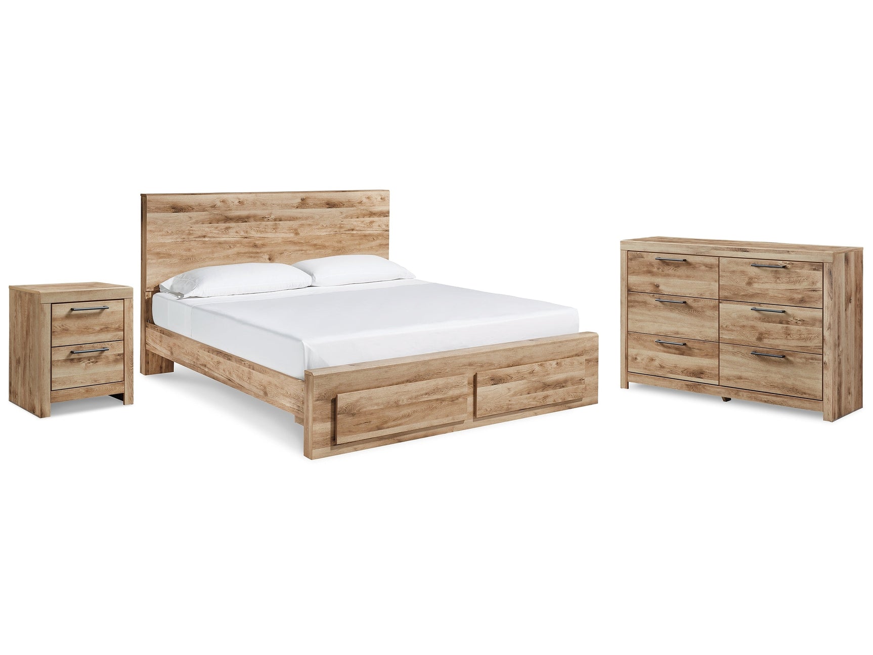 Hyanna Tan Brown Queen Panel Storage Bedroom Set with Dresser and Nightstand - Ornate Home