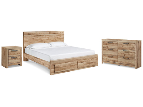 Hyanna Tan Brown Queen Panel Storage Bedroom Set with Dresser and Nightstand - Ornate Home