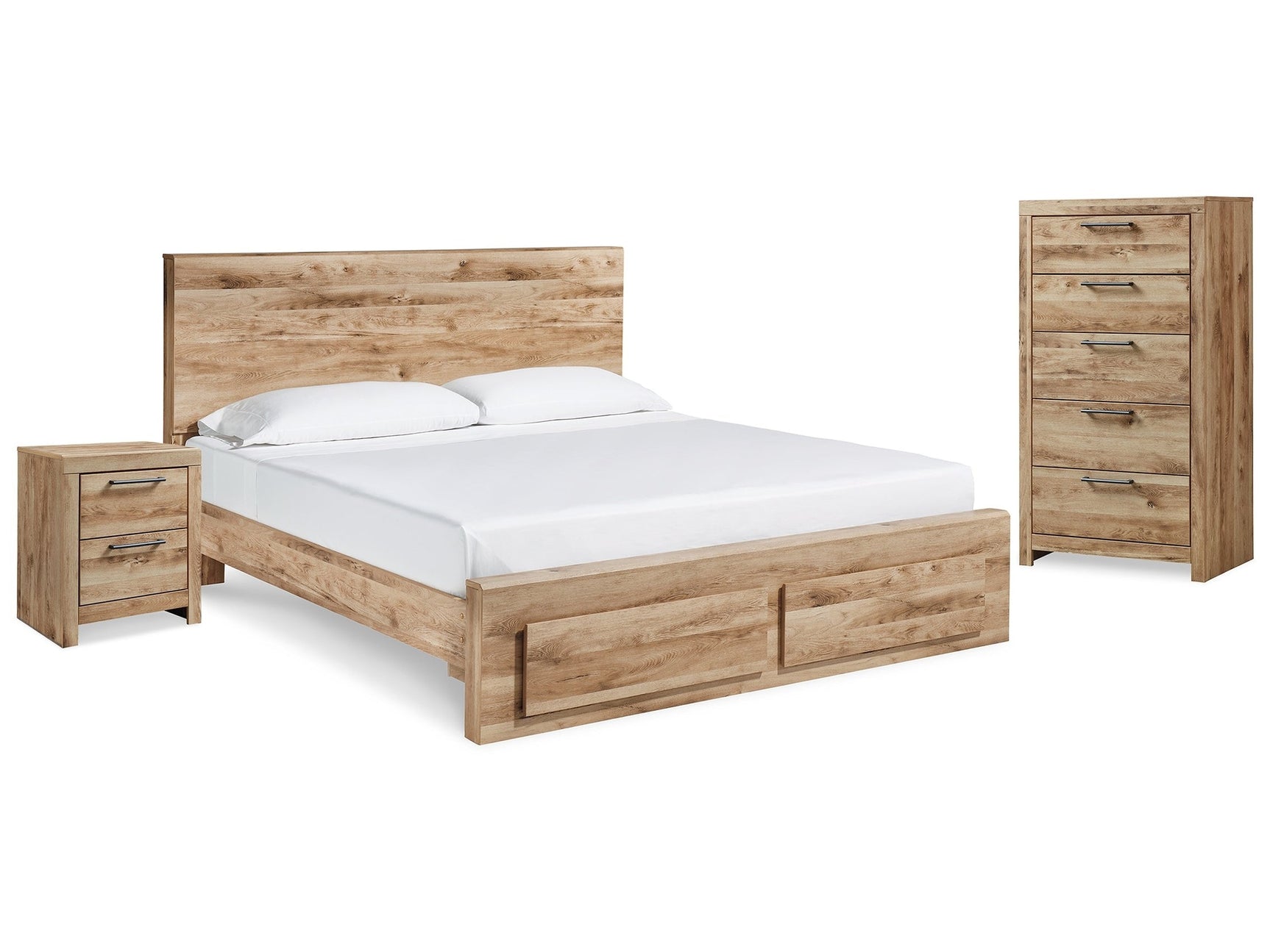 Hyanna Tan Brown Queen Storage Bedroom Set with Chest and Nightstand - Ornate Home