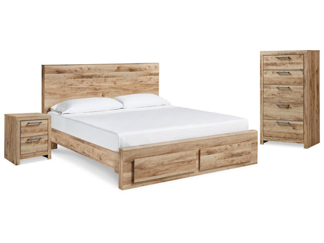 Hyanna Tan Brown Queen Storage Bedroom Set with Chest and Nightstand - Ornate Home