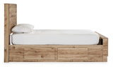 Hyanna Tan Brown Twin Panel Bed w/ 1 Side Storage, Dresser, Mirror, Chest and 2 Nightstands - Ornate Home