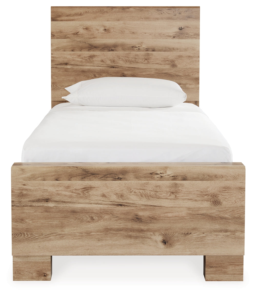 Hyanna Tan Brown Twin Panel Bed with 2 Side Storage (Online Special Price) - Ornate Home
