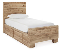 Hyanna Tan Brown Twin Youth Panel Bed with 1 Side Storage - Ornate Home