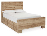 Hyanna Tan Brown Youth Full Youth Panel Bed with 1 Side Storage (Online Special Price) - Ornate Home