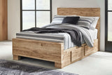 Hyanna Tan Brown Youth Full Youth Panel Bed with 1 Side Storage - Ornate Home