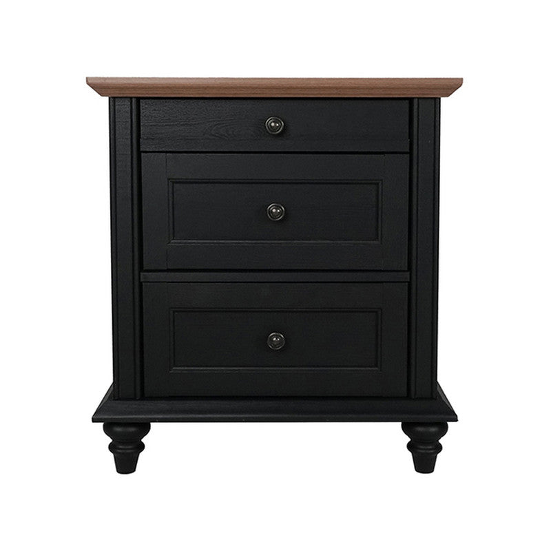 Hyde Black/Natural Nightstand - Ornate Home