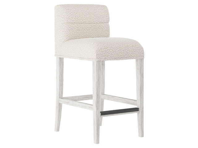 Hyde Glacier White/White/Cream Fabric Bar Stool - Ornate Home