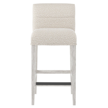Hyde Glacier White/White/Cream Fabric Bar Stool - Ornate Home