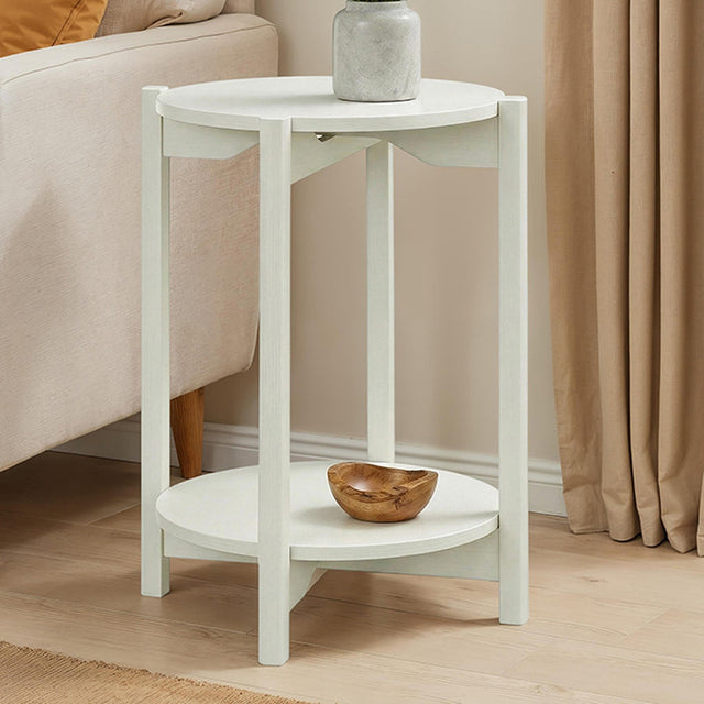 Hyde White Round End Table - Ornate Home