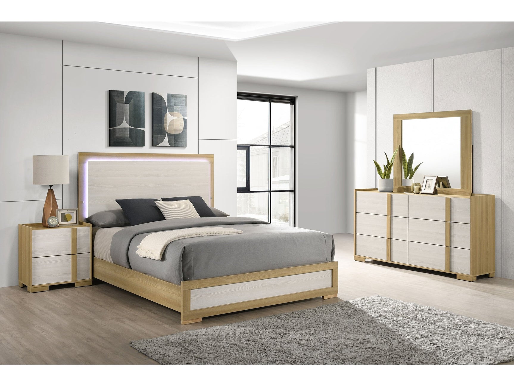 Hyland Natural 4-piece Eastern King Bedroom Set - Ornate Home