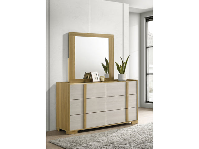Hyland Natural 6-drawer Dresser with Mirror - Ornate Home