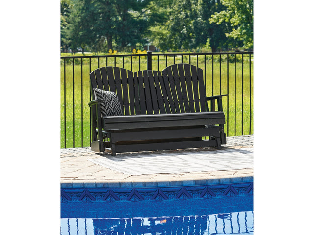 Hyland wave Black Outdoor Glider Loveseat - Ornate Home