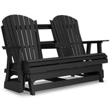 Hyland wave Black Outdoor Glider Loveseat - Ornate Home