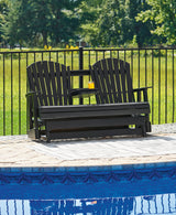 Hyland wave Black Outdoor Glider Loveseat - Ornate Home