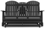 Hyland wave Black Outdoor Glider Loveseat - Ornate Home