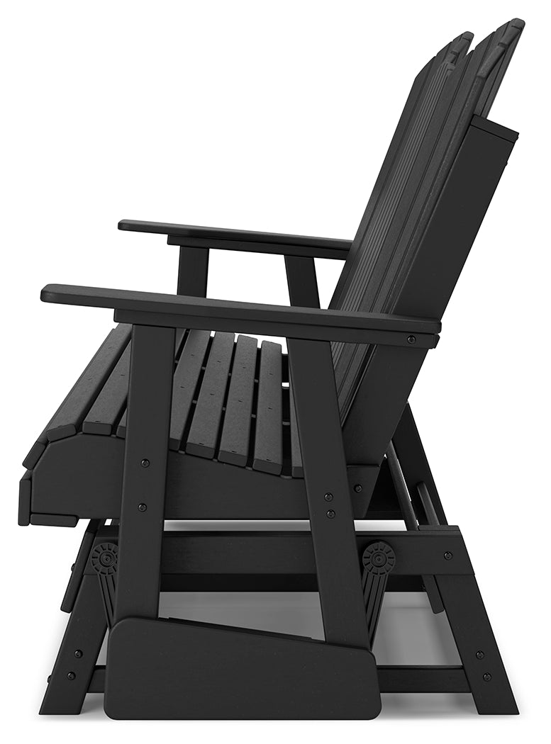 Hyland wave Black Outdoor Glider Loveseat - Ornate Home