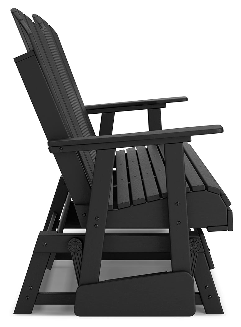 Hyland wave Black Outdoor Glider Loveseat - Ornate Home