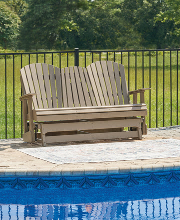 Hyland wave Driftwood Outdoor Glider Loveseat - Ornate Home