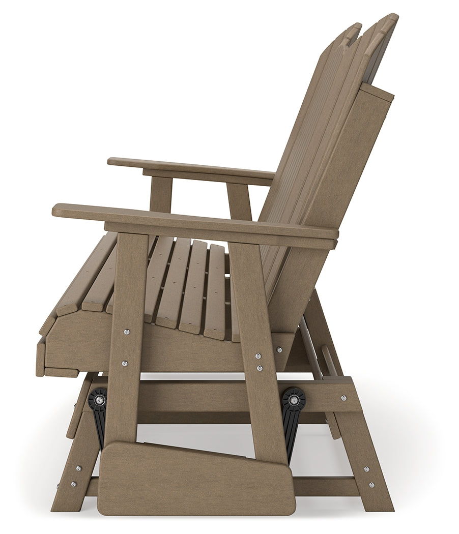 Hyland wave Driftwood Outdoor Glider Loveseat - Ornate Home