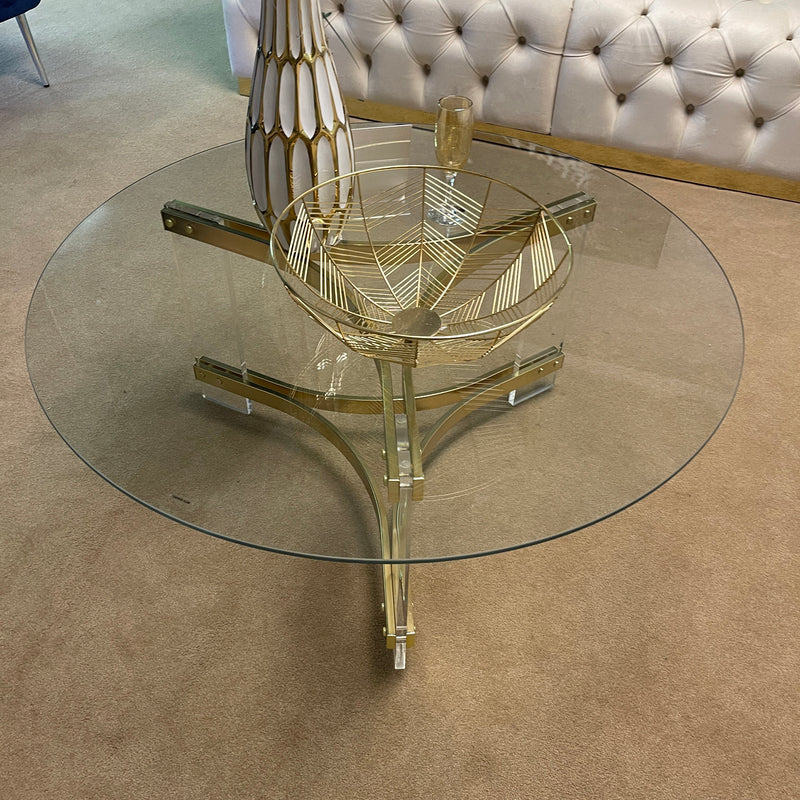 Janessa Clear & Matte Brass Coffee Table w/ Acrylic Legs - Ornate Home