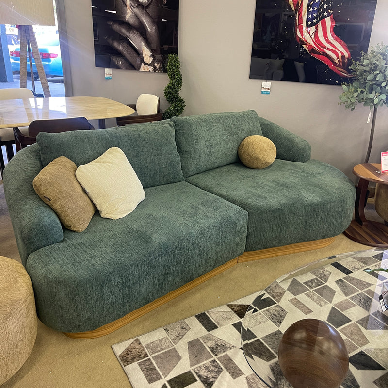 Palermo Teal Curved 2-piece Sectional Sofa - Ornate Home