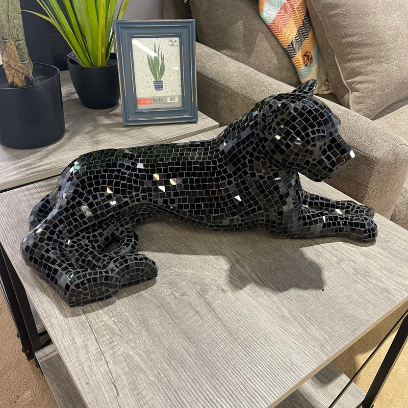 (Online Special Price) Drice Black Glass Panther Sculpture - Ornate Home