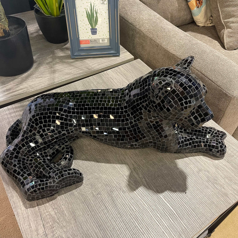 (Online Special Price) Drice Black Glass Panther Sculpture - Ornate Home