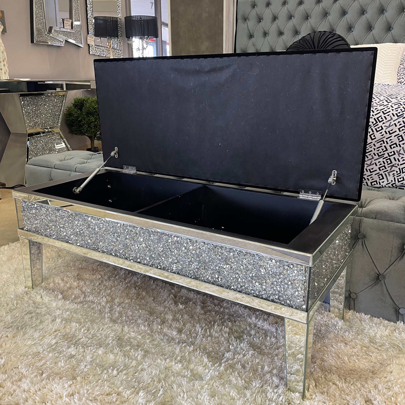 Noralie Black Faux Leather Glam Style Storage Bench