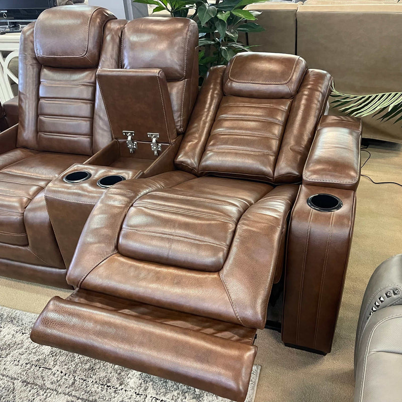 Backtrack Chocolate Power Reclining Loveseat w/ Console