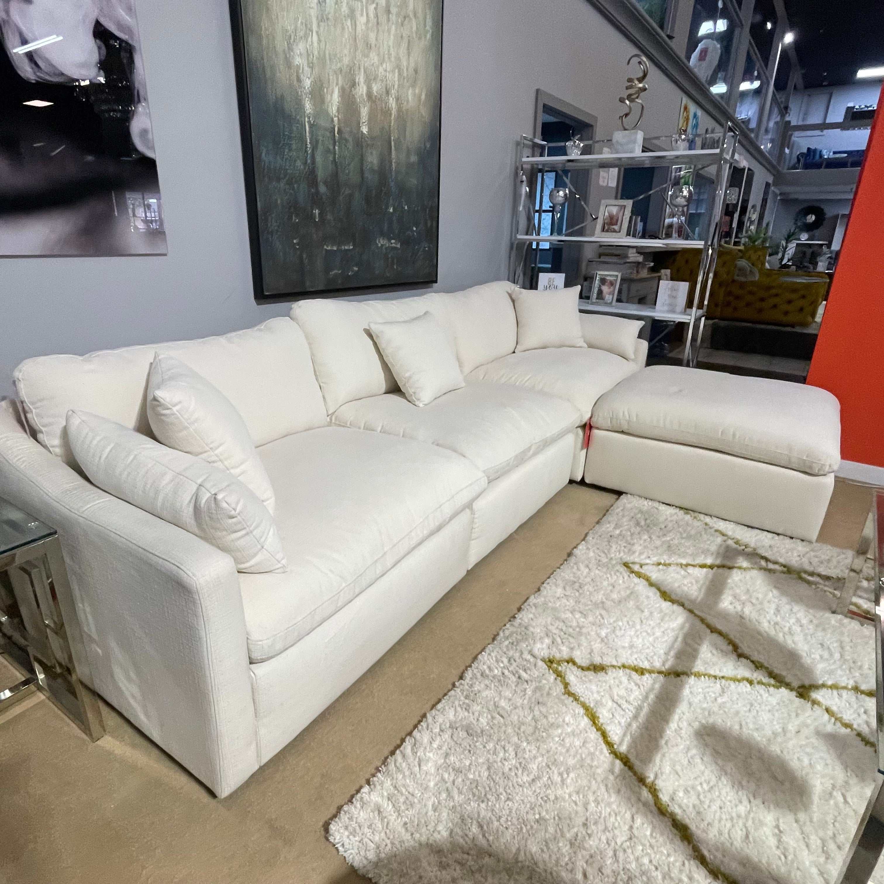 Pluma Ivory Fabric Modular Sectional Pre Sets - Ornate Home