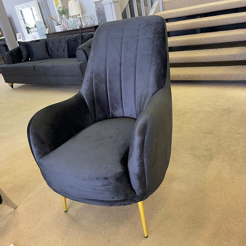 Linea Black Velvet Accent Chair - Ornate Home