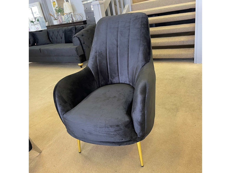 Linea Black Velvet Accent Chair - Ornate Home