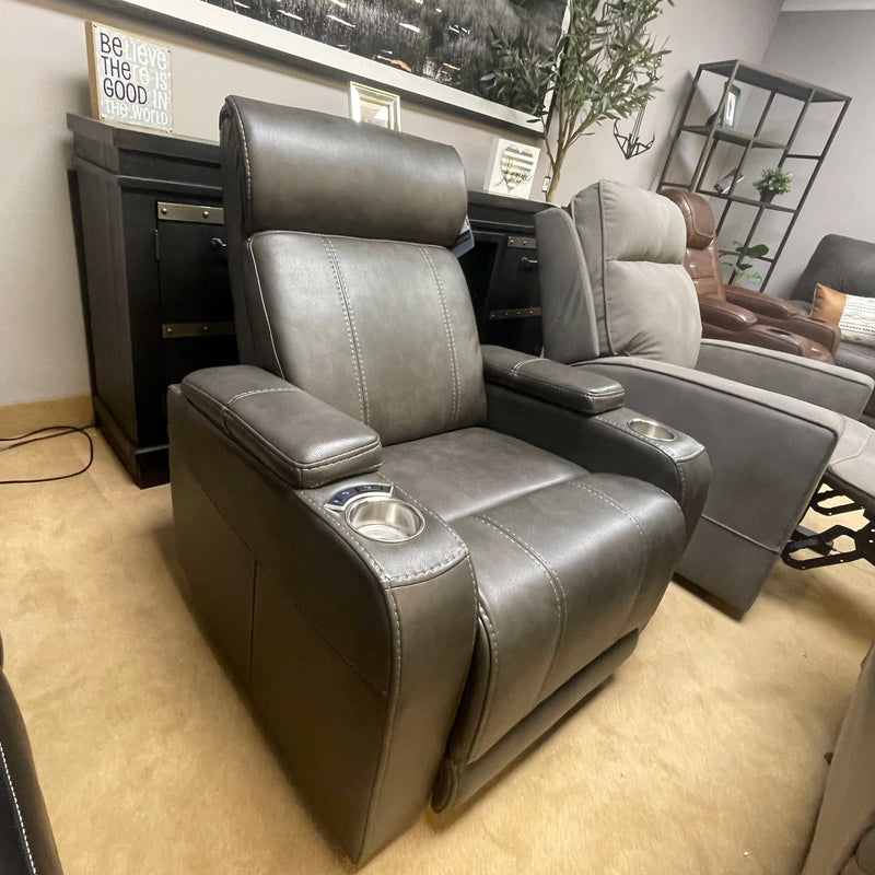 Screen Time Graphite Power Recliner w/ LED - Ornate Home