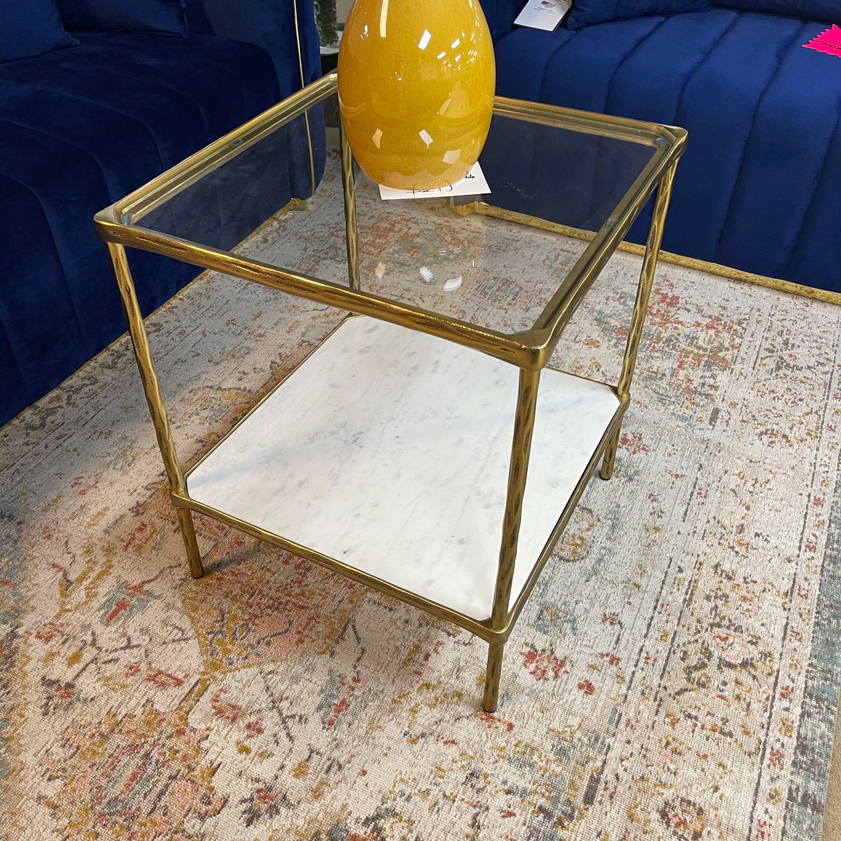 Ryandale Clear Glass & Marble End Table - Ornate Home