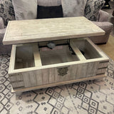 Carynhurst White Wash Gray Lift Top Coffee Table - Ornate Home