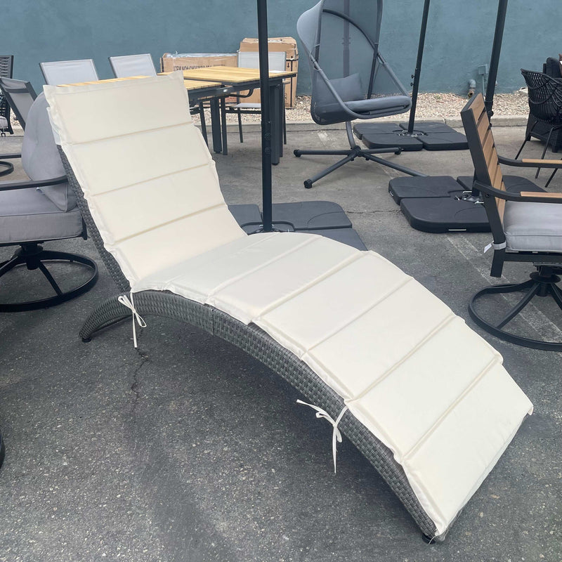 KD-OS1104GW White/Gray Outdoor Chaise Lounge w/ Cushion - Ornate Home