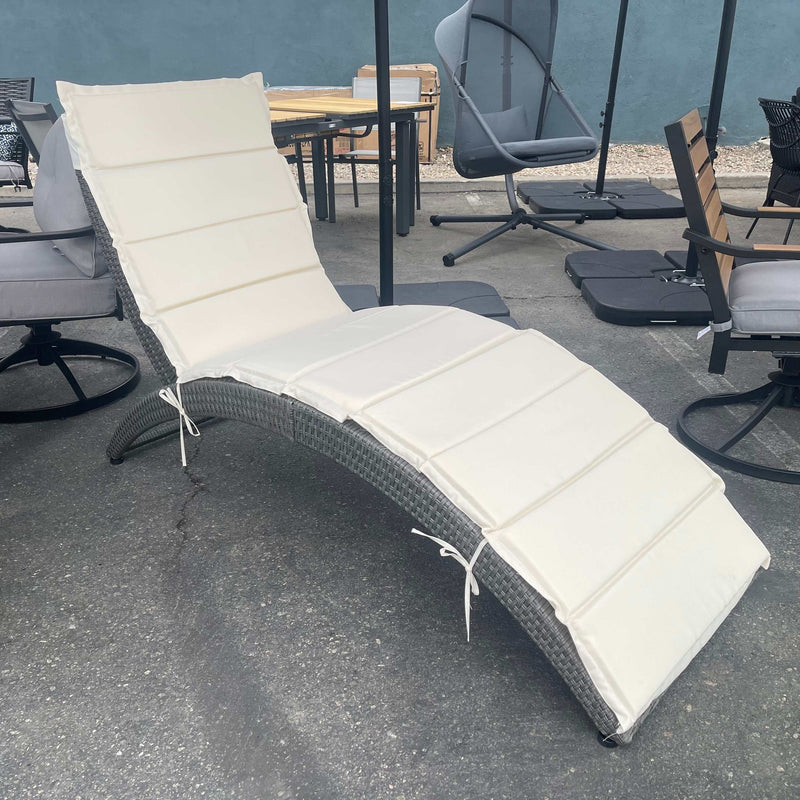 KD-OS1104GW White/Gray Outdoor Chaise Lounge w/ Cushion - Ornate Home