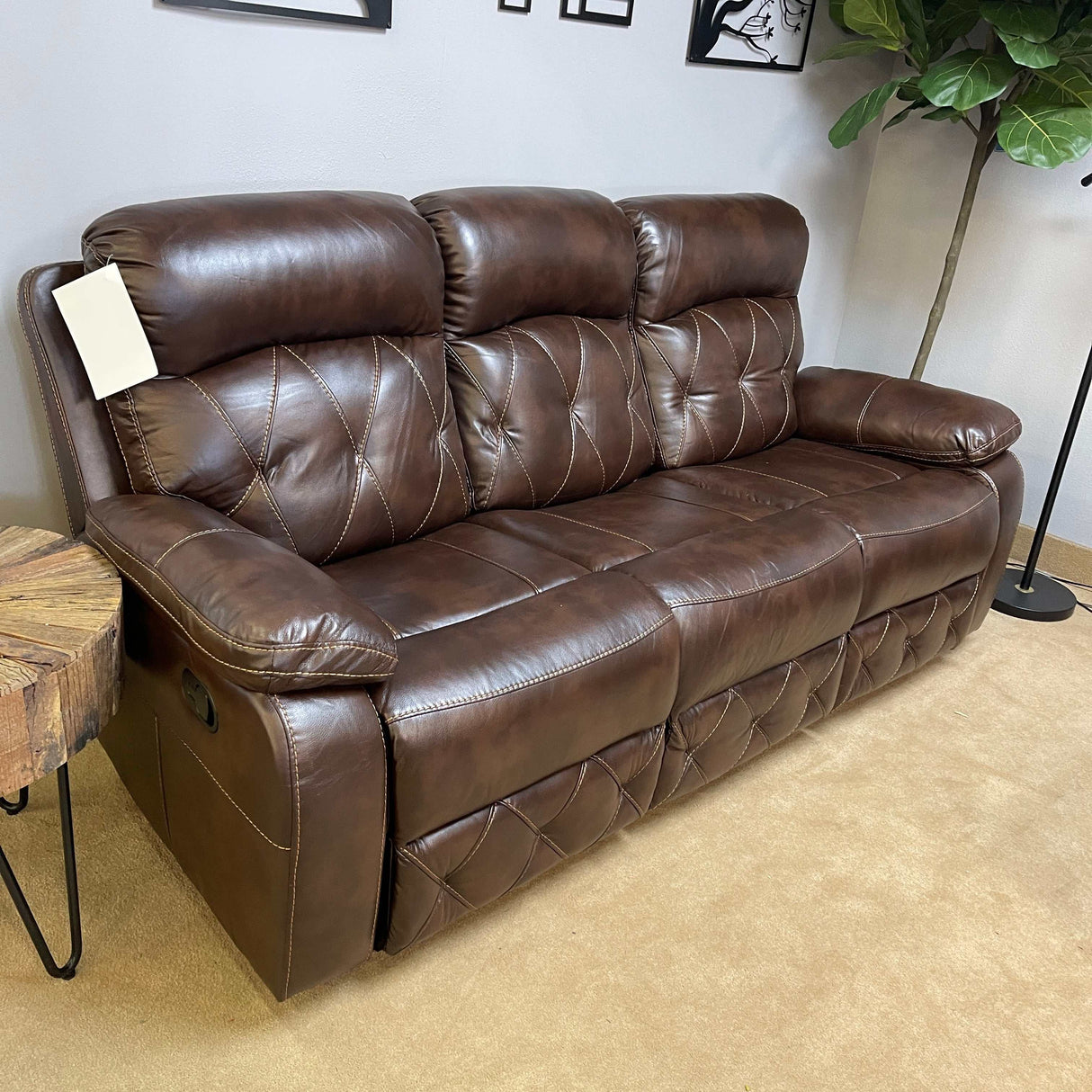 Zera Brown Airleather Manual Reclining Sofa - Ornate Home