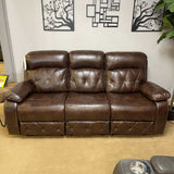 Zera Brown Airleather Manual Reclining Sofa - Ornate Home