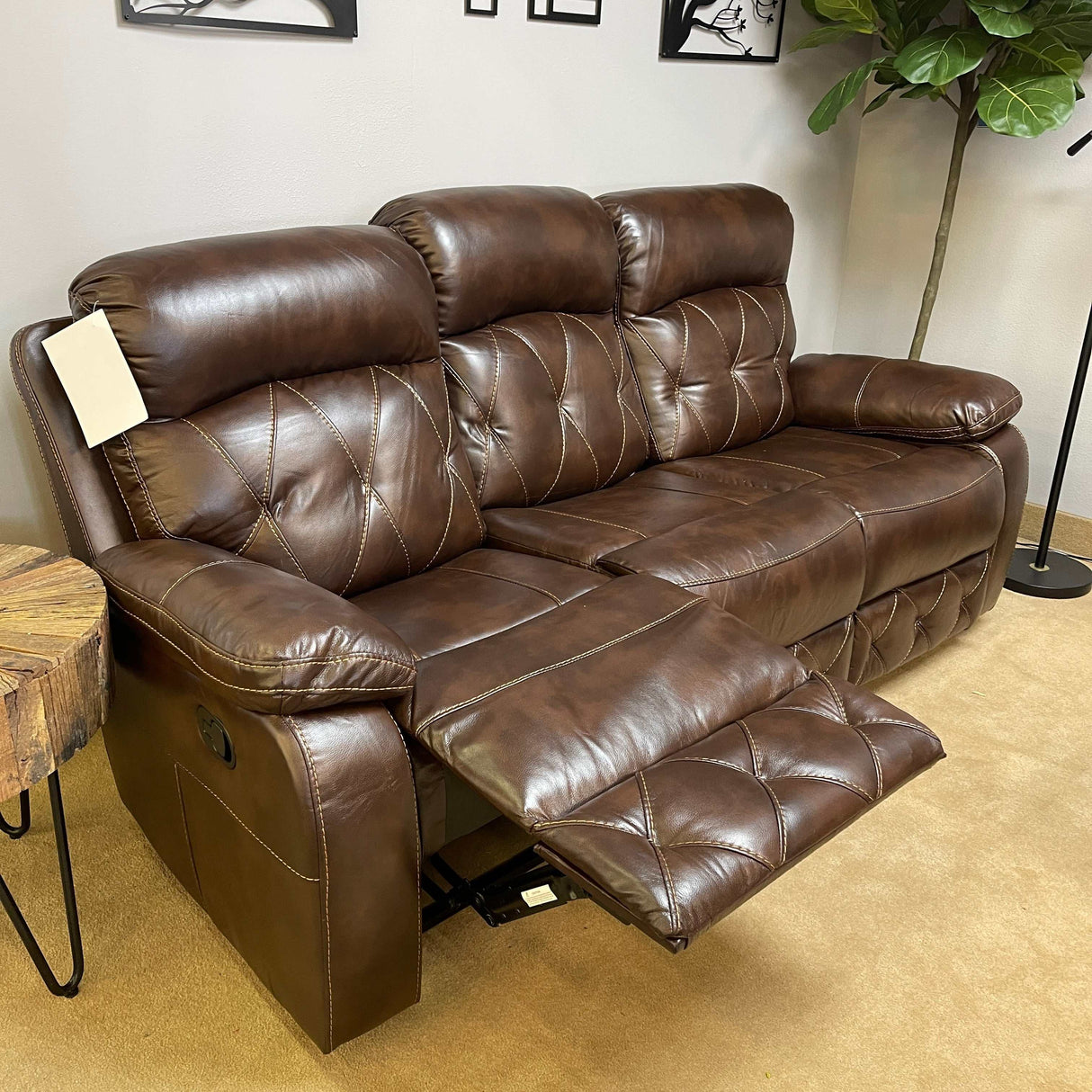 Zera Brown Airleather Manual Reclining Sofa - Ornate Home